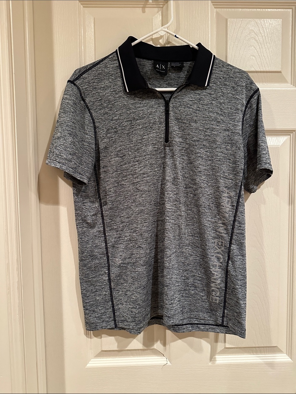 Armani Exchange Men’s Grey Heather Polo with Black Trim